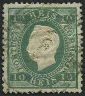 PORTUGAL 47xaB O, 1879, 10 R. Blaugrün, Gewöhnliches Papier, Gezähnt 121/2, Punkthelle Stelle Sonst Pracht, Gepr. Drahn, - Usado