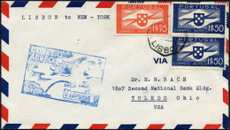 PORTUGAL 591/2 BRIEF, 25.5.35, PAA Erstflug Per Yankee-Clipper LISSABON-NEW YORK, Pracht, Müller 20 - Gebruikt