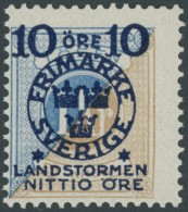 SCHWEDEN 106 , 1916, 10 Ö. Auf 1 Kr. Landsturm II, Postfrisch, Pracht - Altri & Non Classificati