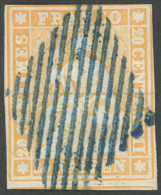 SCHWEIZ BUNDESPOST 16IIAym O, 1854, 20 Rp. Gelborange, Berner Druck I, (Zst. 25B), Mit Zentrischer Blauer Raute, Feinst, - Altri & Non Classificati