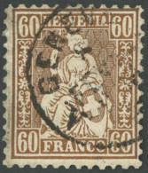 SCHWEIZ BUNDESPOST 27 O, 1863, 60 C. Rötlichbronze, Feinst, Mi. 160.- - Autres & Non Classés