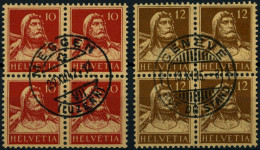 SCHWEIZ BUNDESPOST 118II,119 VB O, 1914, 10 C. Rot Auf Mattorange, Type II, Und 12 C. Braun, In Zentrisch Gestempelten V - Oblitérés