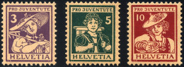 SCHWEIZ BUNDESPOST 130-32 , 1916, Pro Juventute, Falzrest, Prachtsatz, Mi. 80.- - Neufs