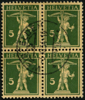 SCHWEIZ BUNDESPOST 201z VB O, 1933, 5 C. Schwärzlichgrünoliv Auf Mattgelblichorange, Geriffelter Gummi, Im Zentrisch Ges - Used Stamps