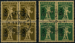 SCHWEIZ BUNDESPOST 239/40 VB O, 1930, Tellknabe In Zentrisch Gestempelten Viererblocks, Pracht - Oblitérés