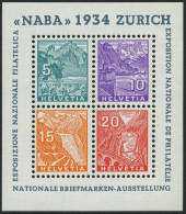 SCHWEIZ BUNDESPOST Bl. 1 , 1934, Block NABA, Pracht, Mi. 800.- - Blocs & Feuillets