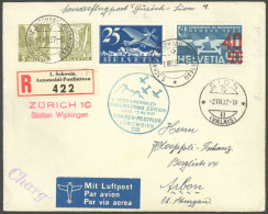 SCHWEIZ BUNDESPOST 293a BRIEF, 1937, 40 C. Auf 90 C. Flugpost, Aufdruck Orangerot, Mit Zusatzfrankatur Auf Sonderflugpos - Sonstige & Ohne Zuordnung