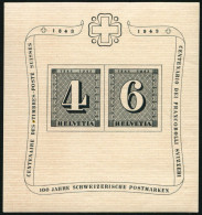 SCHWEIZ BUNDESPOST Bl. 8 , 1943, Block 100 Jahre Briefmarken, Pracht, Mi. 100.- - Blocks & Sheetlets & Panes