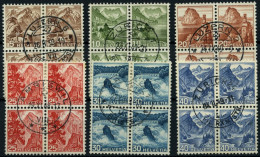 SCHWEIZ BUNDESPOST 500-05 VB O, 1948, Landschaften In Zentrisch Gestempelten Viererblocks, Prachtsatz - Used Stamps