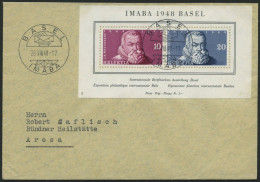 SCHWEIZ BUNDESPOST Bl. 13 BRIEF, 1948, Block IMABA Mit Sonderstempel Auf Brief, Pracht - Cartas & Documentos