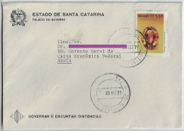 Brazil 1977 Santa Catarina State Cover Shipped In Florianópolis Stamp Precious Stone Topaz Jewel Geology Mineral - Covers & Documents