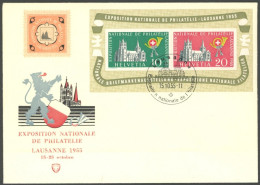 SCHWEIZ BUNDESPOST Bl. 15 BRIEF, 1955, Block Lausanne Mit Sonderstempel Auf Umschlag, Pracht - Sonstige & Ohne Zuordnung