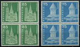 SCHWEIZ BUNDESPOST 700,707yI VB , 1960, 25 Und 75 C. Postgeschichtliche Motive Und Baudenkmäler, Phosphoreszenz Rückseit - Unused Stamps