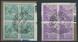 DIENSTMARKEN D 2/3 VB BrfStk, 1935, 5 Und 10 C. Landschaften, Je Im Zentrisch Gestempelten Viererblock, 2 Prachtbriefstü - Dienstzegels