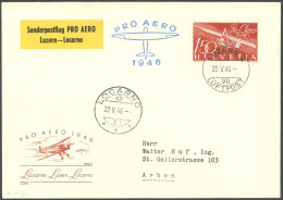 LUFTPOST SF 46.12c BRIEF, 22.5.1946, LUZERN-LOCARNO, Prachtbrief - Primi Voli