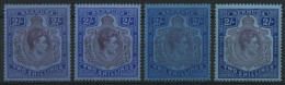 BERMUDA-INSELN 111a-c , 1938-43, 2 Sh., Gezähnt 14, 4 Verschiedene Werte, Falzrest, Pracht - Bermudas