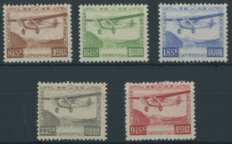 JAPAN 195-98,204 , 1929/34, Flugzeuge, Falzrest, 5 Prachtwerte, Mi. 265.- - Unused Stamps