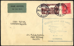 NEUSEELAND 174,181 BRIEF, 24.12.1931, 4 P. Auf Weihnachtssonderflug GISBORNE-OAMARU, Prachtbrief, Müller 97 - Altri & Non Classificati