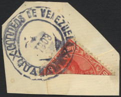 VENEZUELA 54 BrfStk, 1899, 10 C. Zinnober, Diagonal Halbiert Auf Bedarfsbriefstück, Pracht - Venezuela