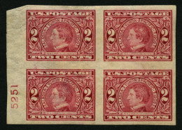 USA 176B VB , , Scott 371, 1909, 2 C. Alaska-Yukon-Pacific-Ausstellung, Ungezähnt, Im Viererblock Mit Plattennummer, Fei - Nuevos