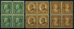 USA 260/1,265C VB , , Scott 581/2,585, 1925, 1, 11/2 Und 4 C. Bedeutende Persönlichkeiten, Gezähnt L 10, In Viererblocks - Unused Stamps