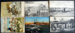 ALTE POSTKARTEN - SCHIFFE KAISERL. MARINE BIS 1918 Marine Im Manöver, 6 Verschiedene Karten - Guerra