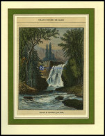 BADEN, Grhzgtm.: Cascade De Geroldsau Bei Baden (engl. Landschaftsgarten), Kolorierter Holzstich Um 1880 Aus Malte-Brun - Estampas & Grabados