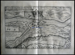 BRANDEIS/BÖHMEN: Das Schloß Brandenitz Mit Umgebung, Kupferstich Von Merian Um 1645 - Estampes & Gravures