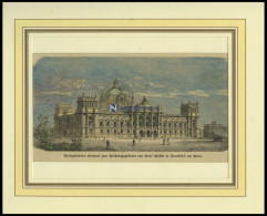 FRANKFURT/MAIN: Preisgekrönter Entwurf Zum Reichstagsgebäude, Kolorierter Holzstich Um 1880 - Estampas & Grabados