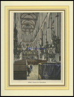 LÜBECK: Das Innere Der Marienkirche, Kolorierter Holzstich Von G. Schönleber Von 1881 - Estampes & Gravures