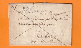 1825 - Marque Postale P 51 P MAYENNE Sur Lettre Pliée En PORT PAYE Vers La Brancherie, Près TOURS, Indre Et Loire - 1801-1848: Vorläufer XIX