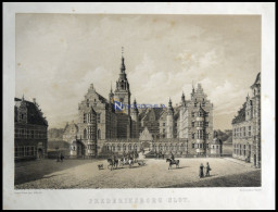 HILLEROD (Frederiksborg Slot), Schloß Frederiksborg Mit Reiterstaffage, Lithographie Mit Tonplatte Von Alexander Nay Nac - Lithographies