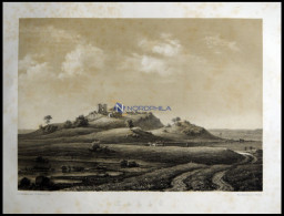 KALLÖ (Kallö), Landschaft Mit Burgruine, Lithographie Mit Tonplatte Von E. Westerberg Nach F.C. Kierschou Bei Emil Baere - Lithografieën