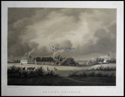 RÖDDING (Rödding Höiskole), Blick Auf Hochschule Und Kirche, Lithographie Mit Tonplatte Von Alexander Nay Nach F. Richar - Litografia