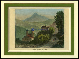 MURBACH, Gesamtansicht, Kolorierter Holzstich Aus Malte-Brun Um 1880 - Litografia