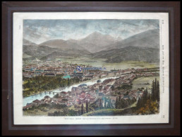 INNSBRUCK, Gesamtansicht, Kolorierter Holzstich Um 1880 - Litografía