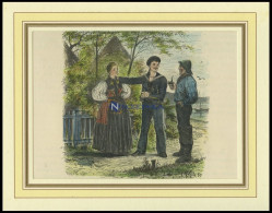 Probstei, Trachten, Kolorierter Holzstich Von Gehrts Von 1881 - Litografia
