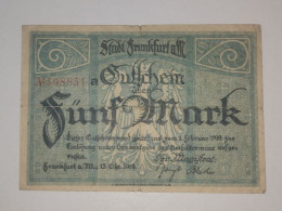 Allemagne, 5 Mark 1919, Stadt Frankfurt - Non Classificati