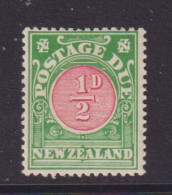 NEW ZEALAND  - 1904-28 Postage Due  Wmk Single Lined NZ And Star Close 1/2d Hinged Mint - Postal Fiscal Stamps