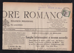 Vatikan Vatican 1935 Newspaper 12½c To NULAND Netherlands L'OSSERVATORE ROMANO Unusual - Briefe U. Dokumente