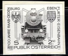 AUSTRIA(1979) Locomotive. Black Print, Centenary Of Raab-Oedenberg-Ebenfurt. Yvert No 1456, Scott No 1139. - Proeven & Herdruk