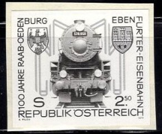 AUSTRIA(1979) Locomotive. Black Print, Centenary Of Raab-Oedenberg-Ebenfurt. Yvert No 1456, Scott No 1139. - Proofs & Reprints