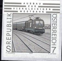AUSTRIA(2001) Train. Black Print. Conversion To 4 Tracks. Scott No 1850. - Essais & Réimpressions