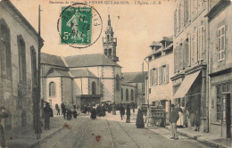 St Pierre Quilbignon , Brest * 1911 * Rue Et L'église Su Quartier * Boulangerie * Commerce De Vins * Villageois - Brest