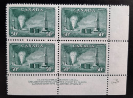 Canada 1950 Plate Block MNH Sc 294**  50c Oil Wells - Neufs