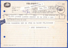 Telegram/ Telegrama - Luanda, Angola > Lisboa -|- Postmark - Benfica. Lisboa. 1963 - Covers & Documents