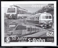 AUSTRIA(2012) S-Bahn Trains. Black Print. 50th Anniversary Of Rapid Transit. - Probe- Und Nachdrucke