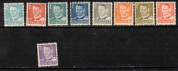 KING FREDERIK IX DENMARK DANMARK DÄNEMARK 1952  MI  333 - 338 349 350 355 MH(*) - Unused Stamps