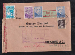 Türkei Turkey 1943 Censor Airmail Cover ISTANBUL X DRESDEN Germany Via SOFIA - Storia Postale