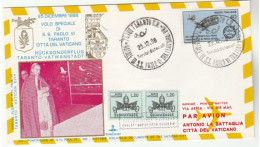 VATICAN & ITALY Stamps On CHRISTMAS DAY Special PAPAL FLIGHT COVER 1968 Pope Religion Aviation - Brieven En Documenten